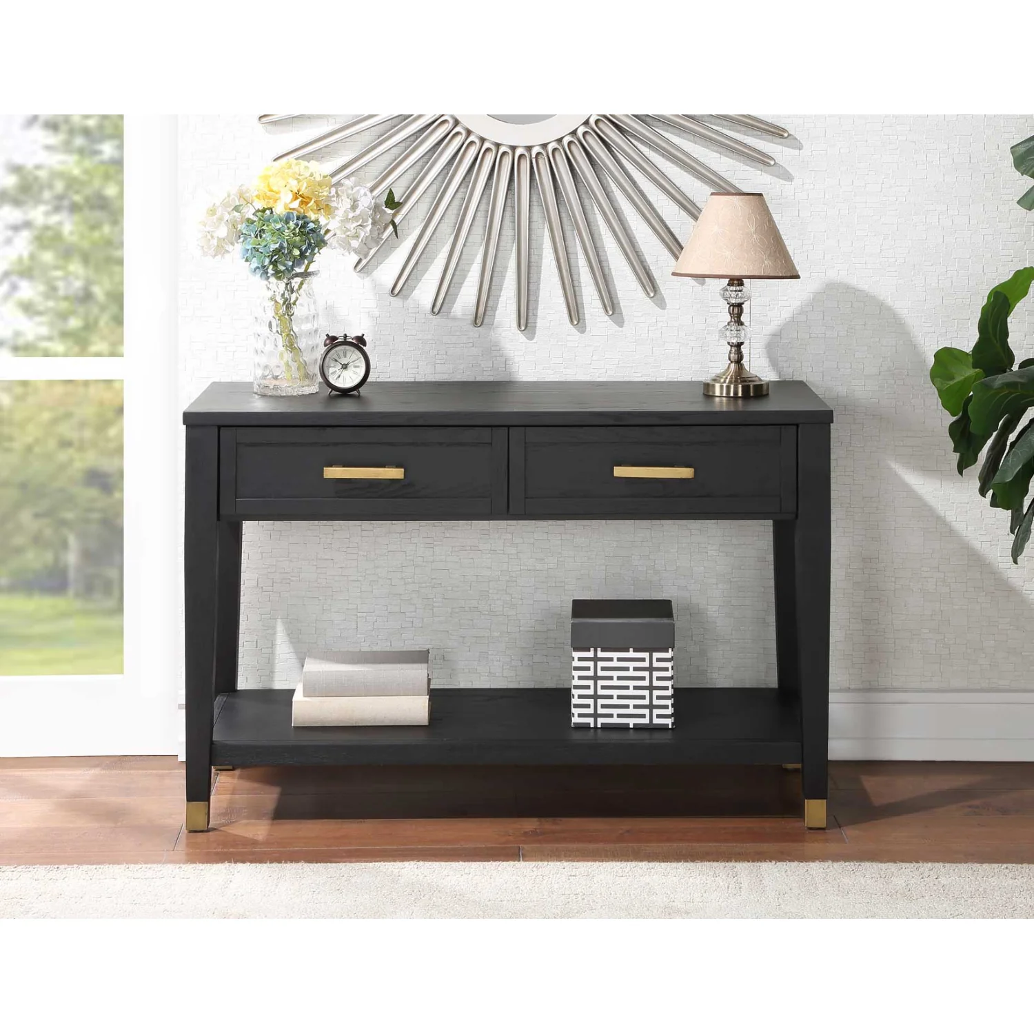 Yves 48" Sofa Table with Open Shelf and 2 Drawers by Steve Silver Company - Charcoal - Image 6